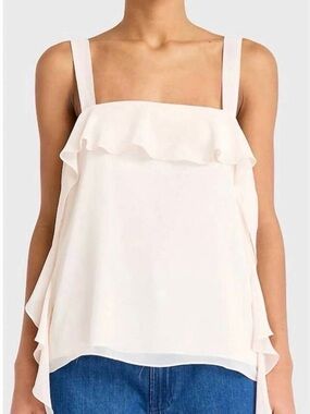 Amanda Uprichard Cream Ruffle Square-Neck Camisole